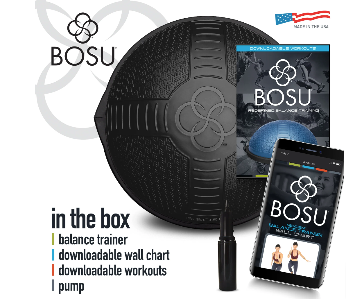 BOSU PRO NEXGEN SORT PÅ SORT 65 cm Balance træner Sort