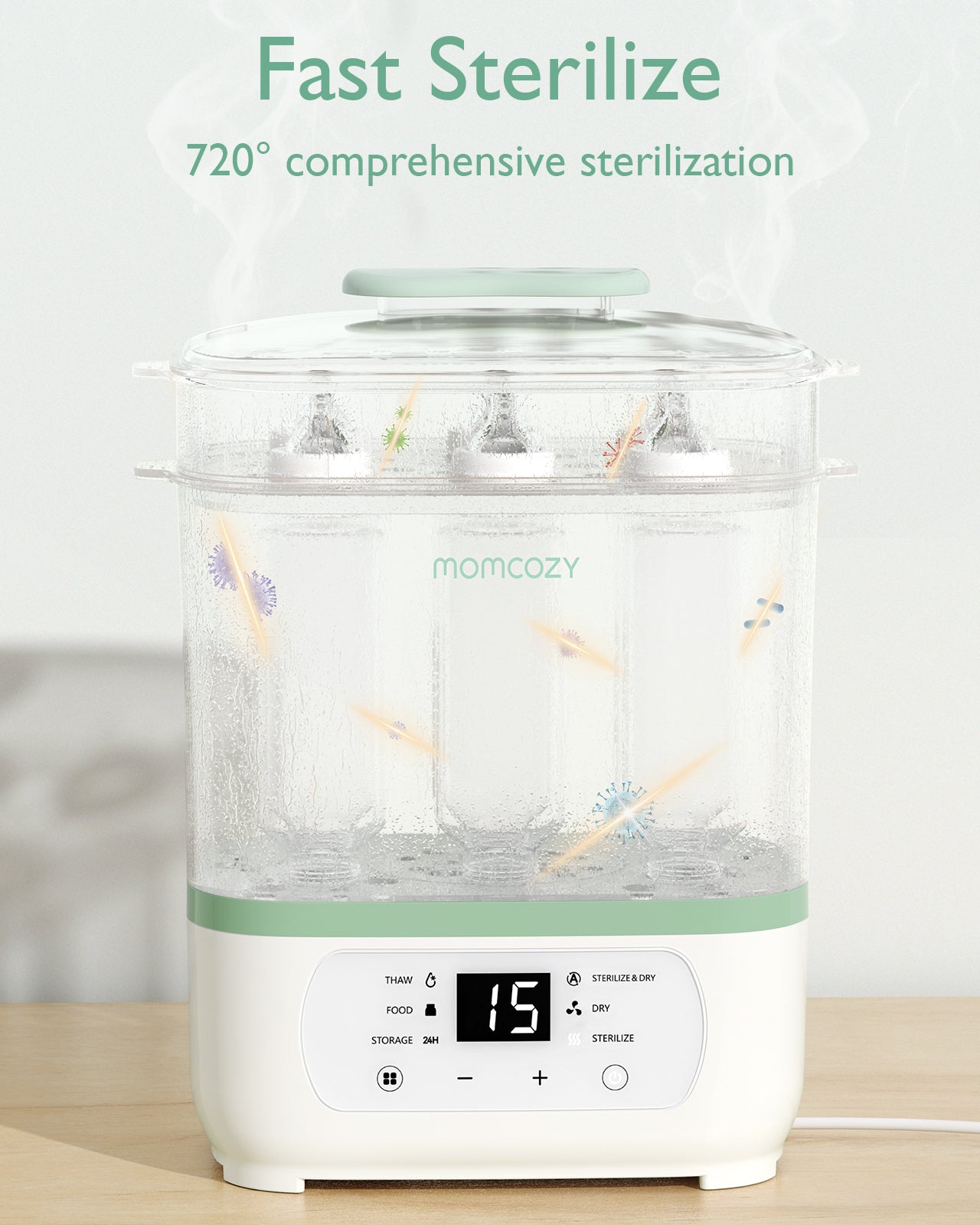 Momcozy 8-in-1 sähköinen höyrypullosterilointilaite vauvoille