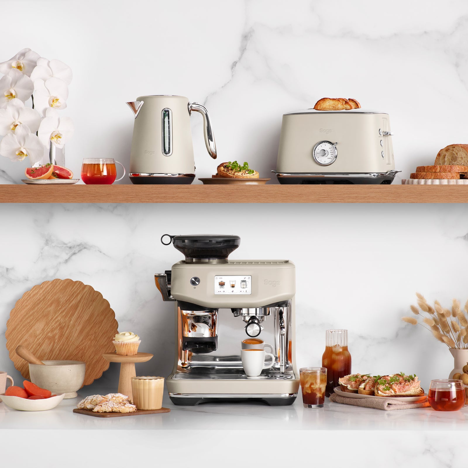 Sage SES 882 ALM Barista Touch Impress Cold espressomaskine Mandel Nougat