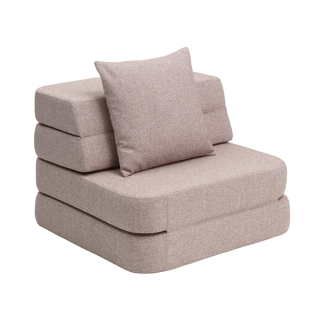 By KlipKlap KK 3 Fold Sofa Single Soft Soft Rose w. Rose