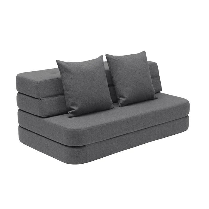 By KlipKlap KK 3 Fold Sofa XL Soft 140 cm Blue Grey w. Grey