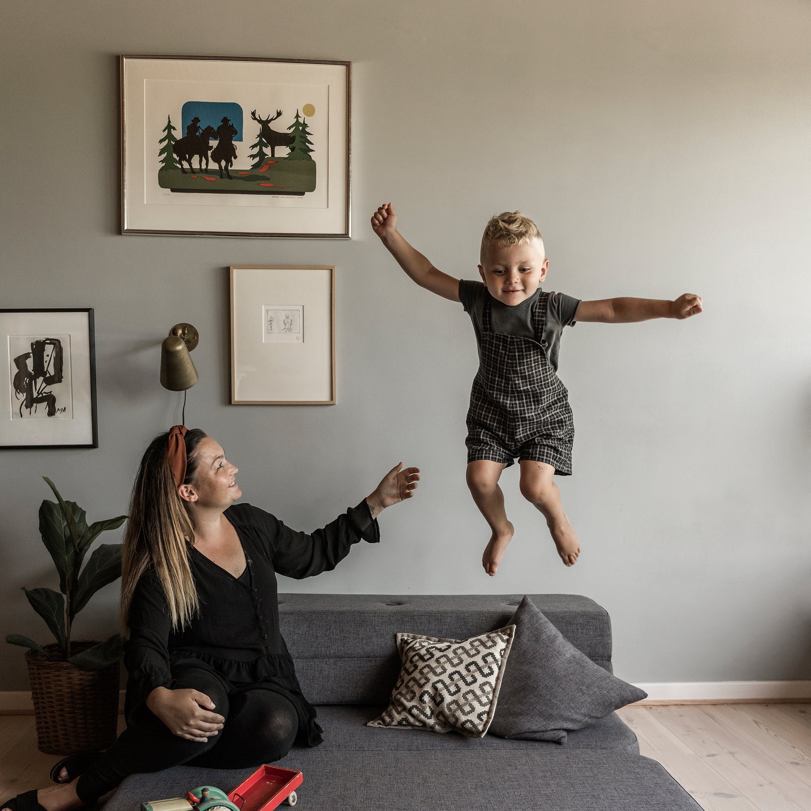 By KlipKlap KK 3 Fold Sofa XL Soft 140 cm Blue Grey w. Grey