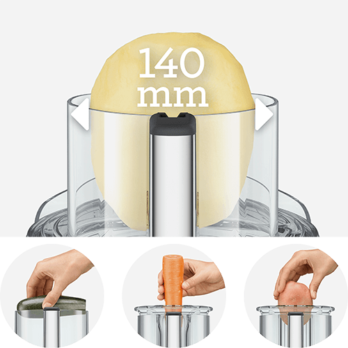 Extra large 140mm feed chute