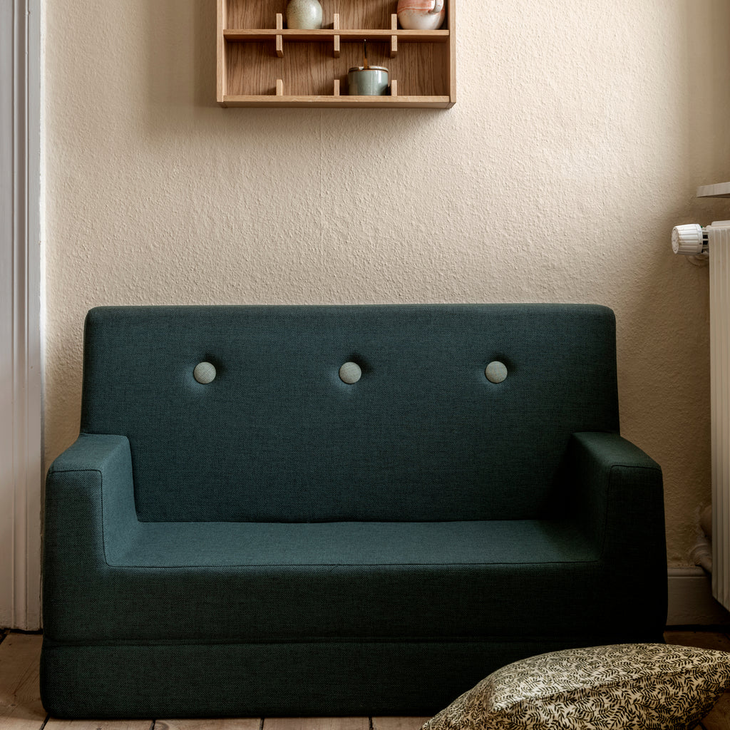 By KlipKlap KK Kids Sofa Deep Green w. Light Green
