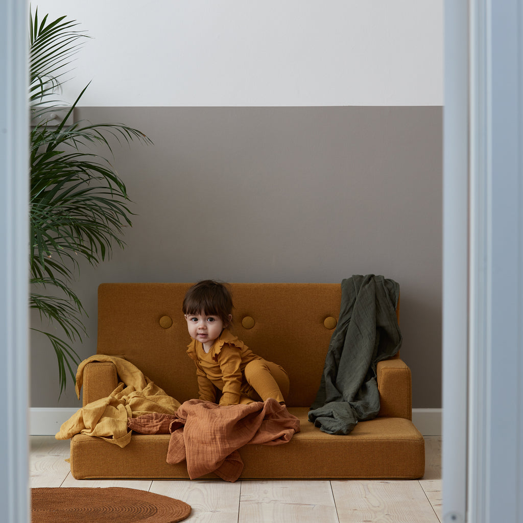 By KlipKlap KK Kids Sofa Mustard w. Mustard