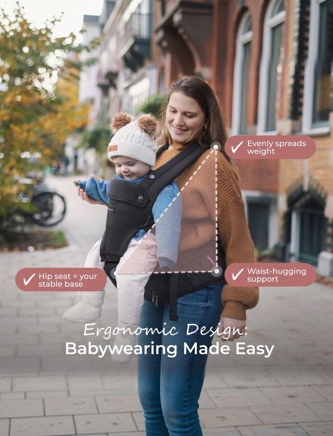 Momcozy Bæresele med Hoftebænk Sort