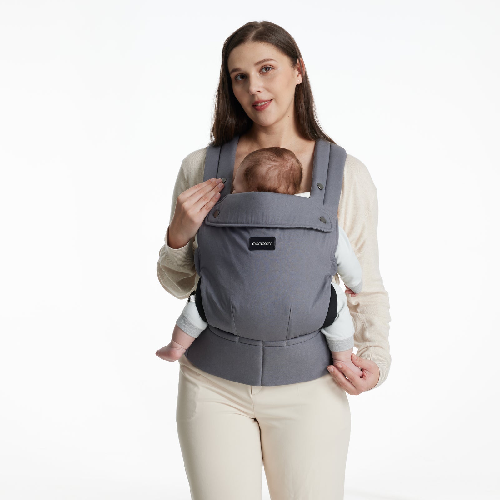 Momcozy PureHug Cotton Soft Structured Carrier Grey