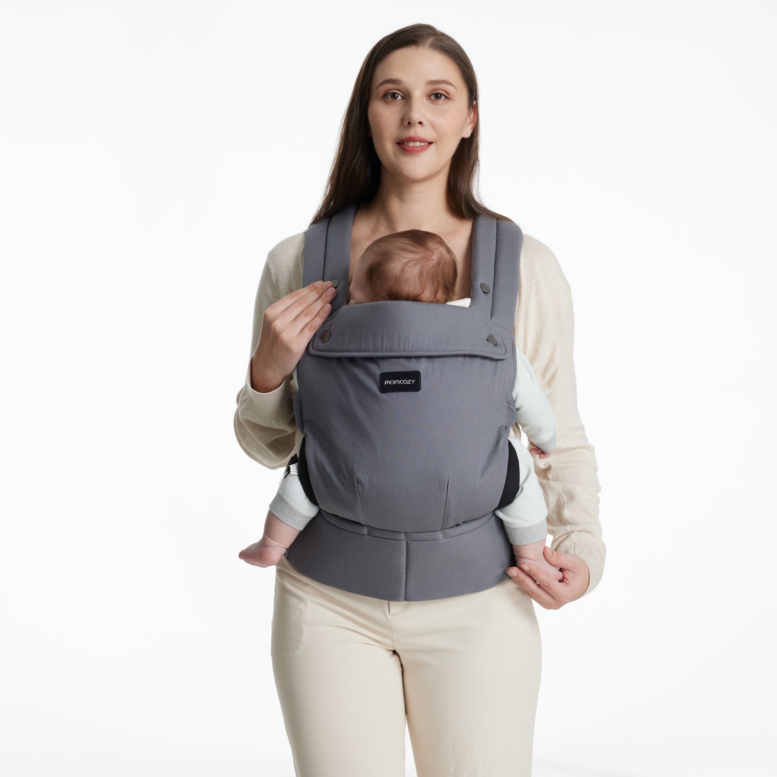 Momcozy PureHug Cotton Soft Structured Carrier Grey