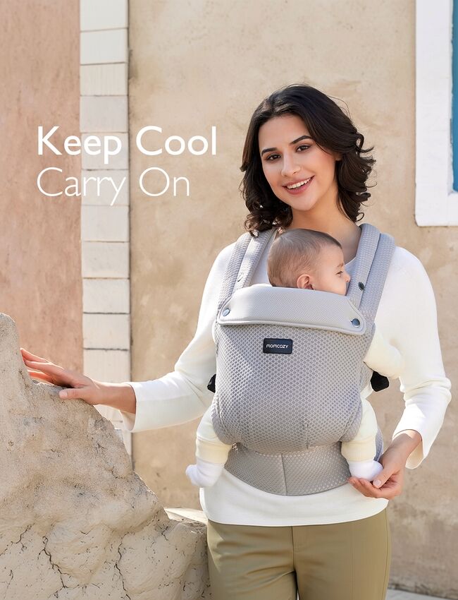 Momcozy Nyfødt til Tumling Air Mesh Blød Bæresele Grå
