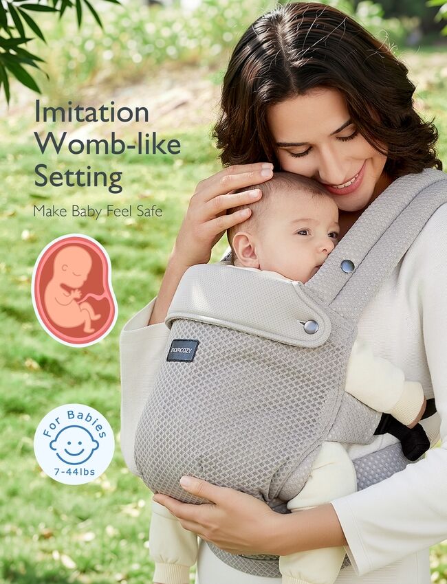 Momcozy Nyfødt til Tumling Air Mesh Blød Bæresele Grå