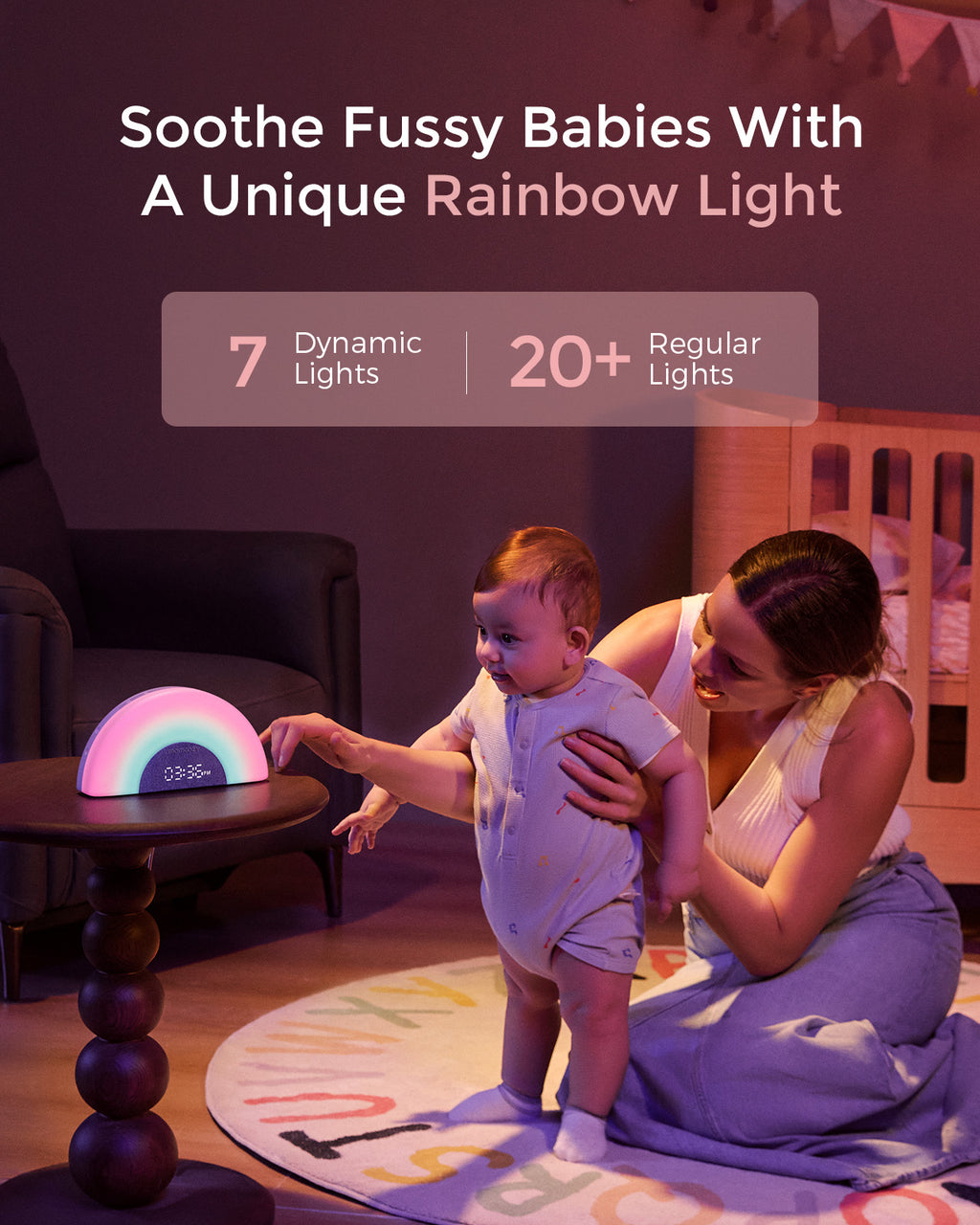 Momcozy Rainbow White Noise -vauvan äänilaite, harmaa