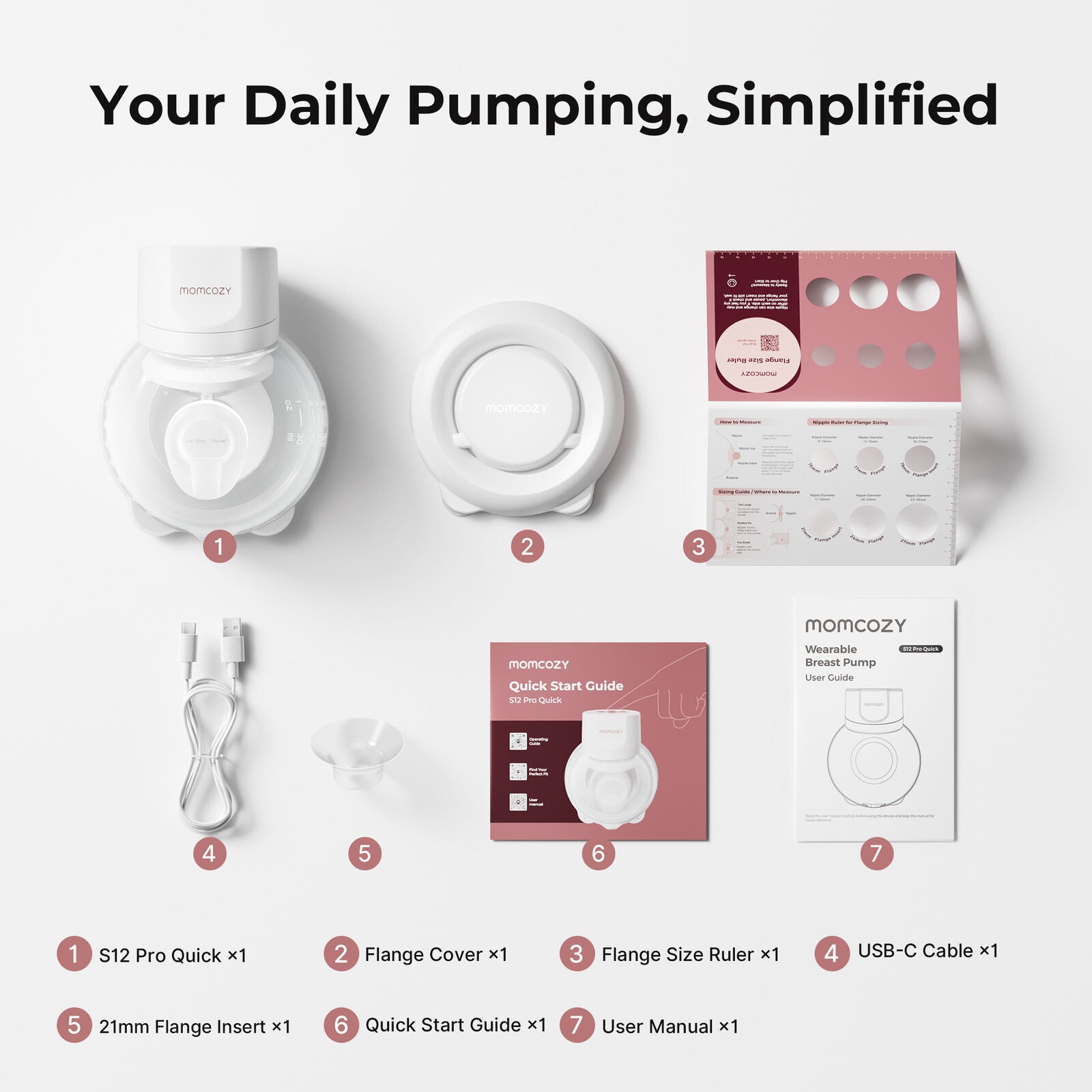 Momcozy S12 Pro+ Single Pack Wearable Breast Pump White