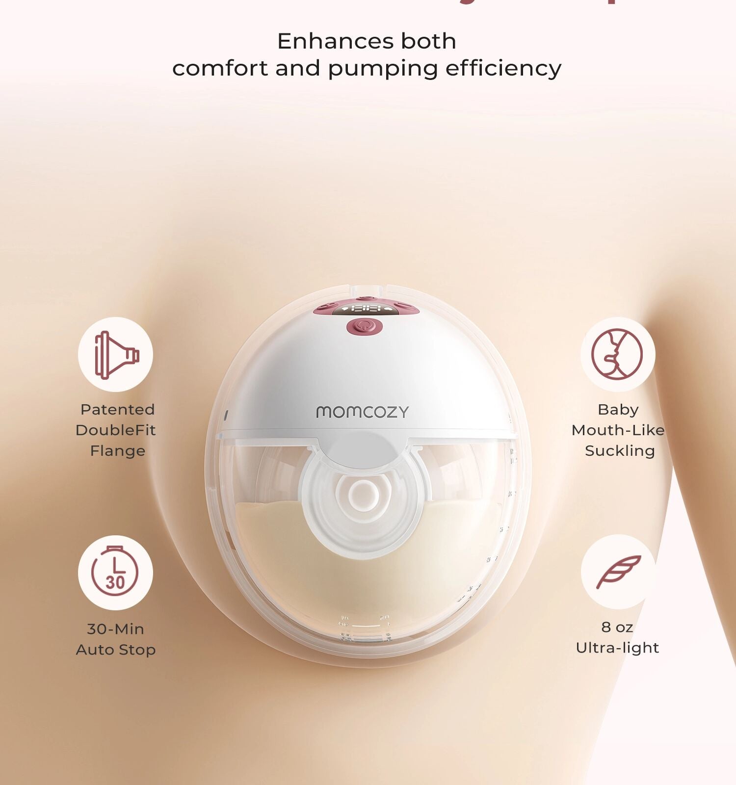 Momcozy M5 Smart Single Pack Wearable Breast Pump Red