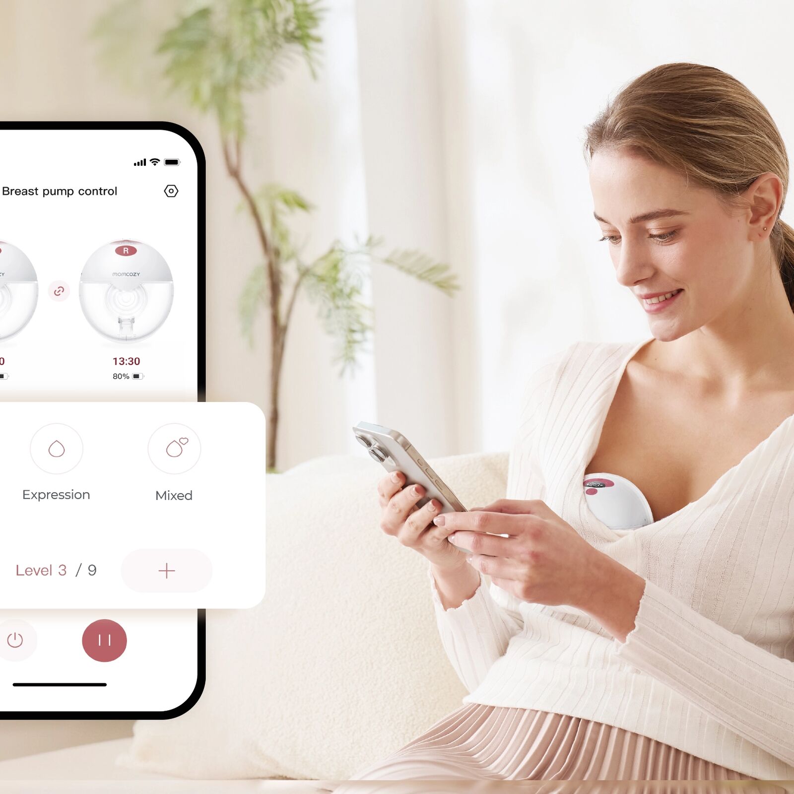 Momcozy M5 Smart Double Pack Wearable Breast Pump Red