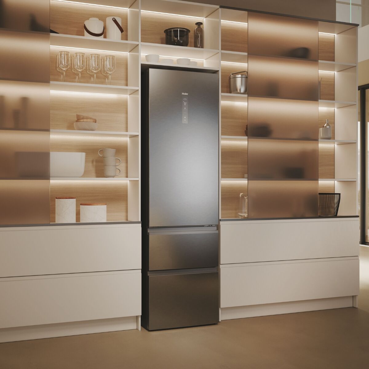 Haier HTW5620DNMG Køle-fryseskab rustfrit stål