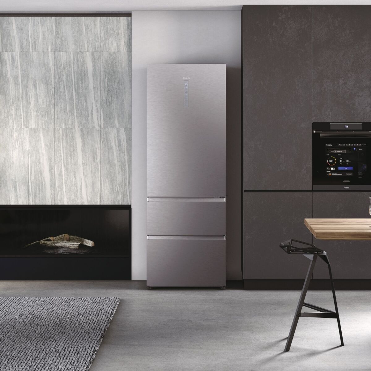 Haier HTW7720DNMP Fridge-freezer Stainless steel