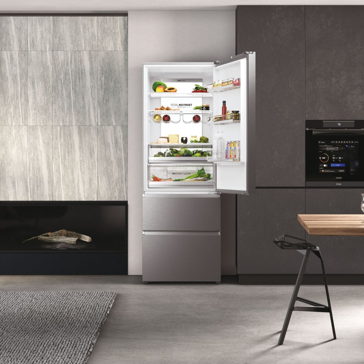 Haier HTW7720DNMP Fridge-freezer Stainless steel