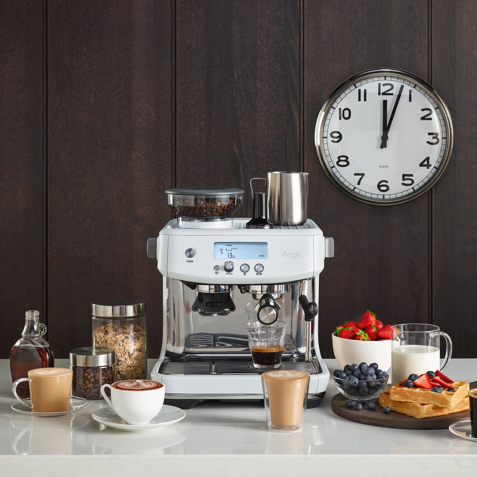 Sage SES878SST Espressomaskin Sea Salt White