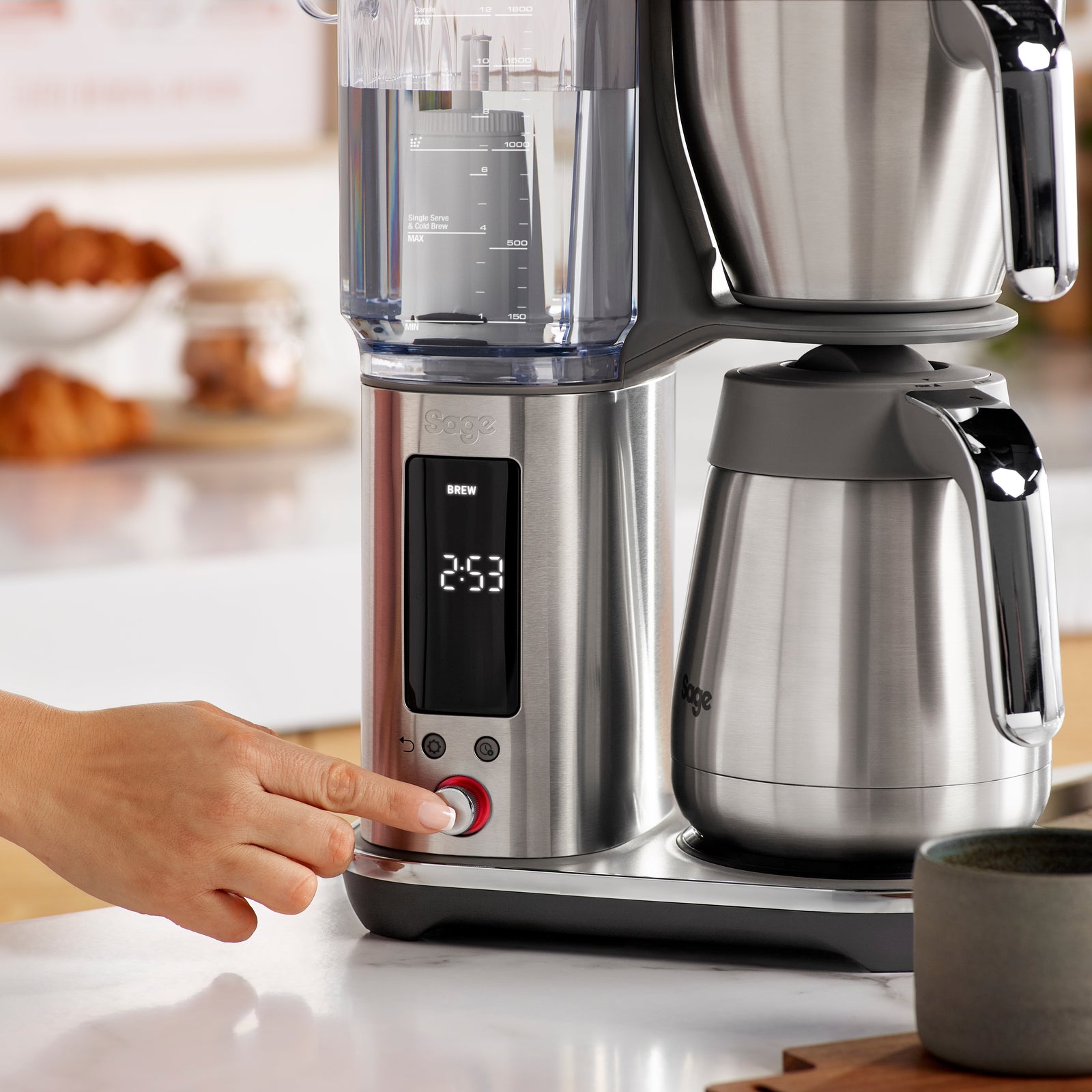 Sage SDC465BSS Luxe Brewer Termoskahvinkeitin Harjattu Ruostumaton Teräs