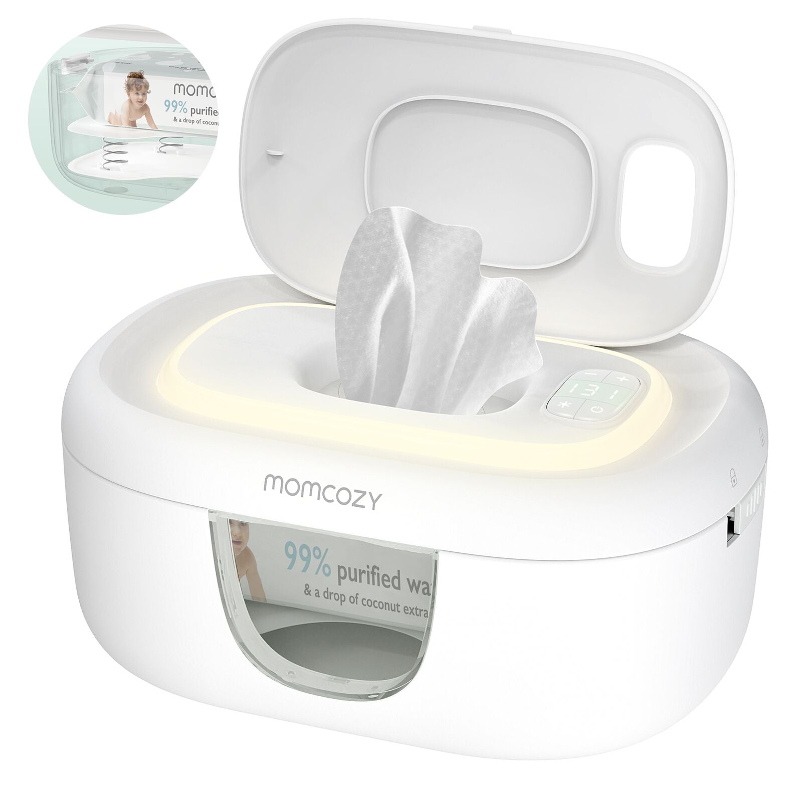 Momcozy Suurikapasiteettinen Vauvan Kosteuspyyhelämmitin – EU-versio