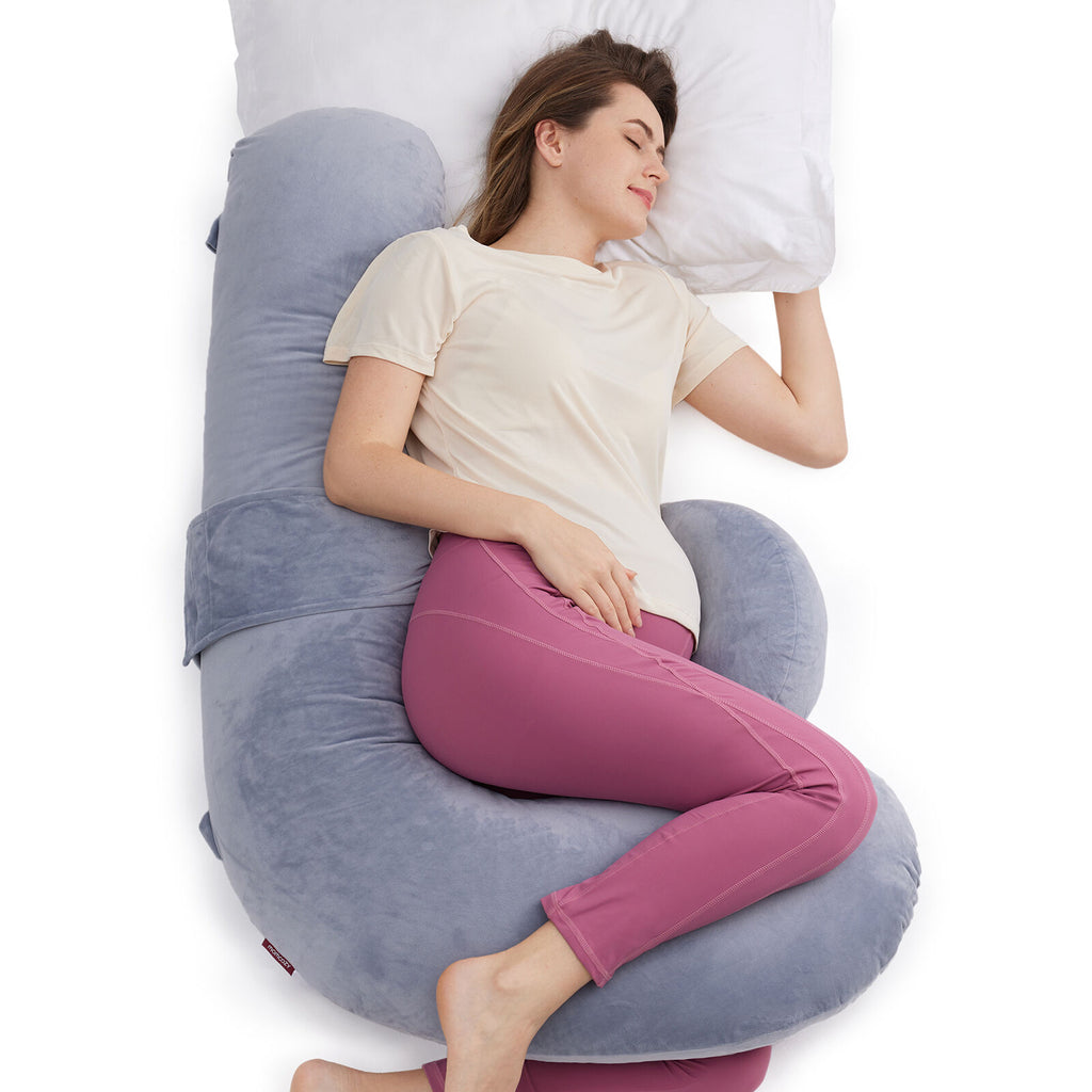 Momcozy F Shaped Air Layer Pregnancy Pillow Grey