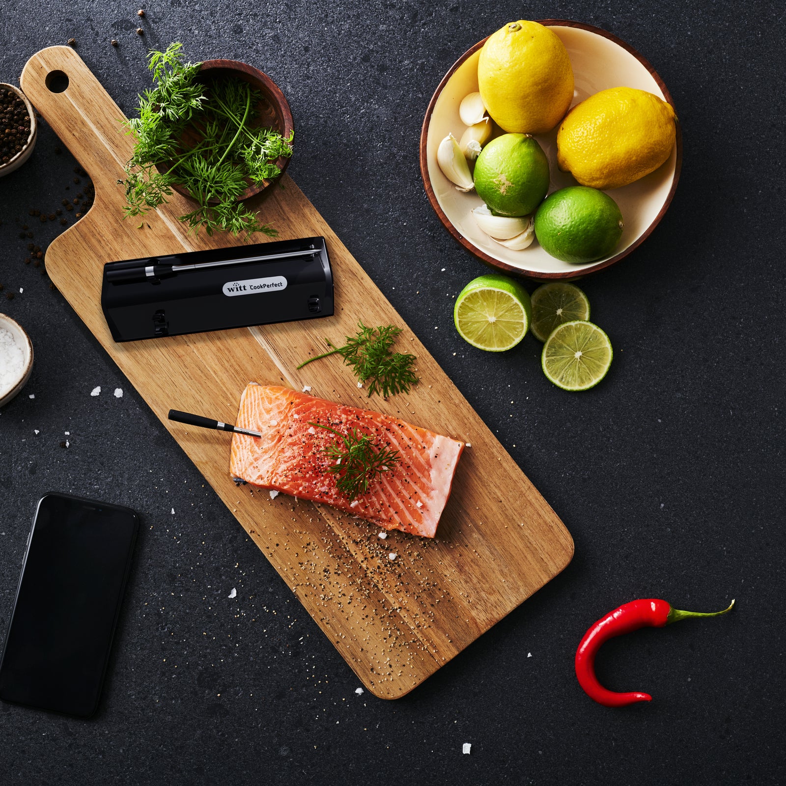 Witt CookPerfect Trådløs Dobbelt Stegetermometer Sort