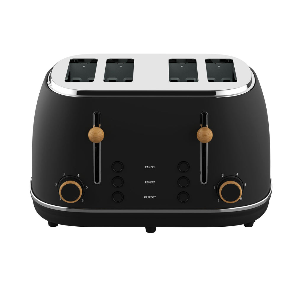 Witt Premium 4-skivers Træ Brødrister Sort