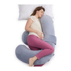 Momcozy F-muotoinen ilmakerroksinen raskauspöytätyyny, harmaa