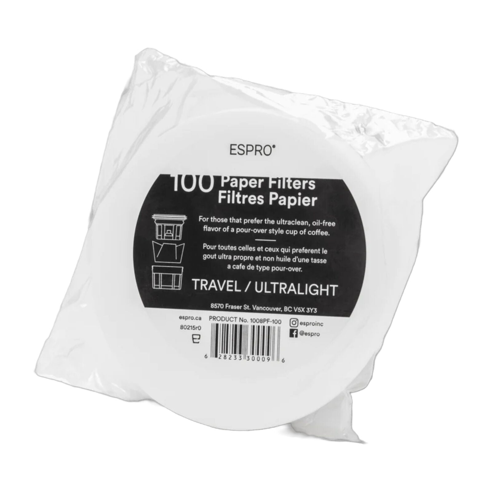 Espro Papirfiltre 100 stk. 1008PF-100 Hvid