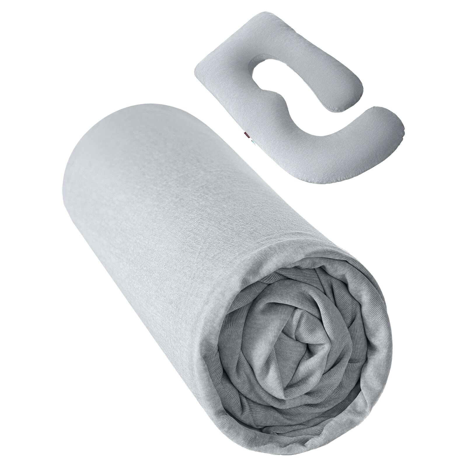 Momcozy U-muotoinen viilentävä raskaustyyny, vaaleanharmaa