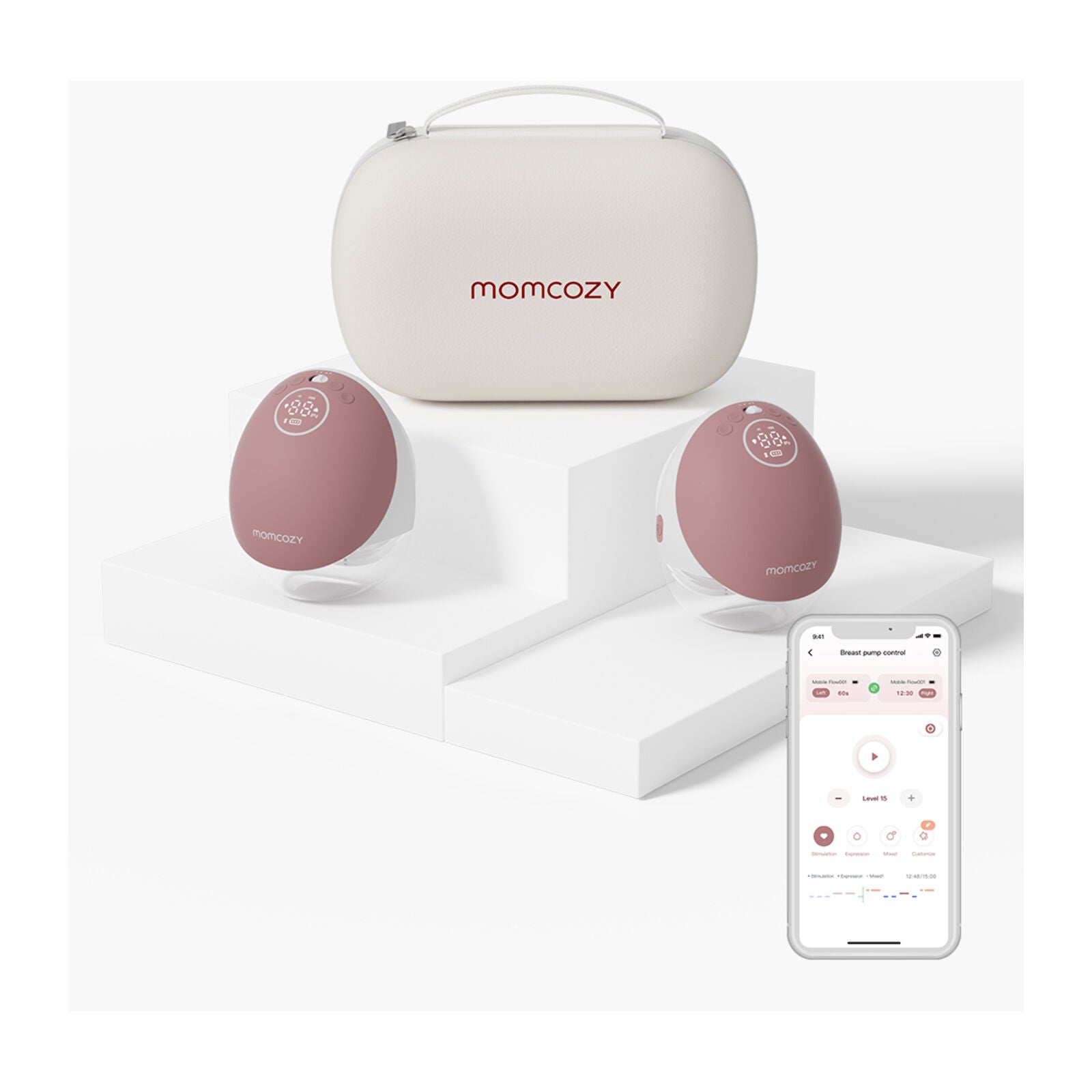 Momcozy M9 Double Packs Wearable Breast Pump Red