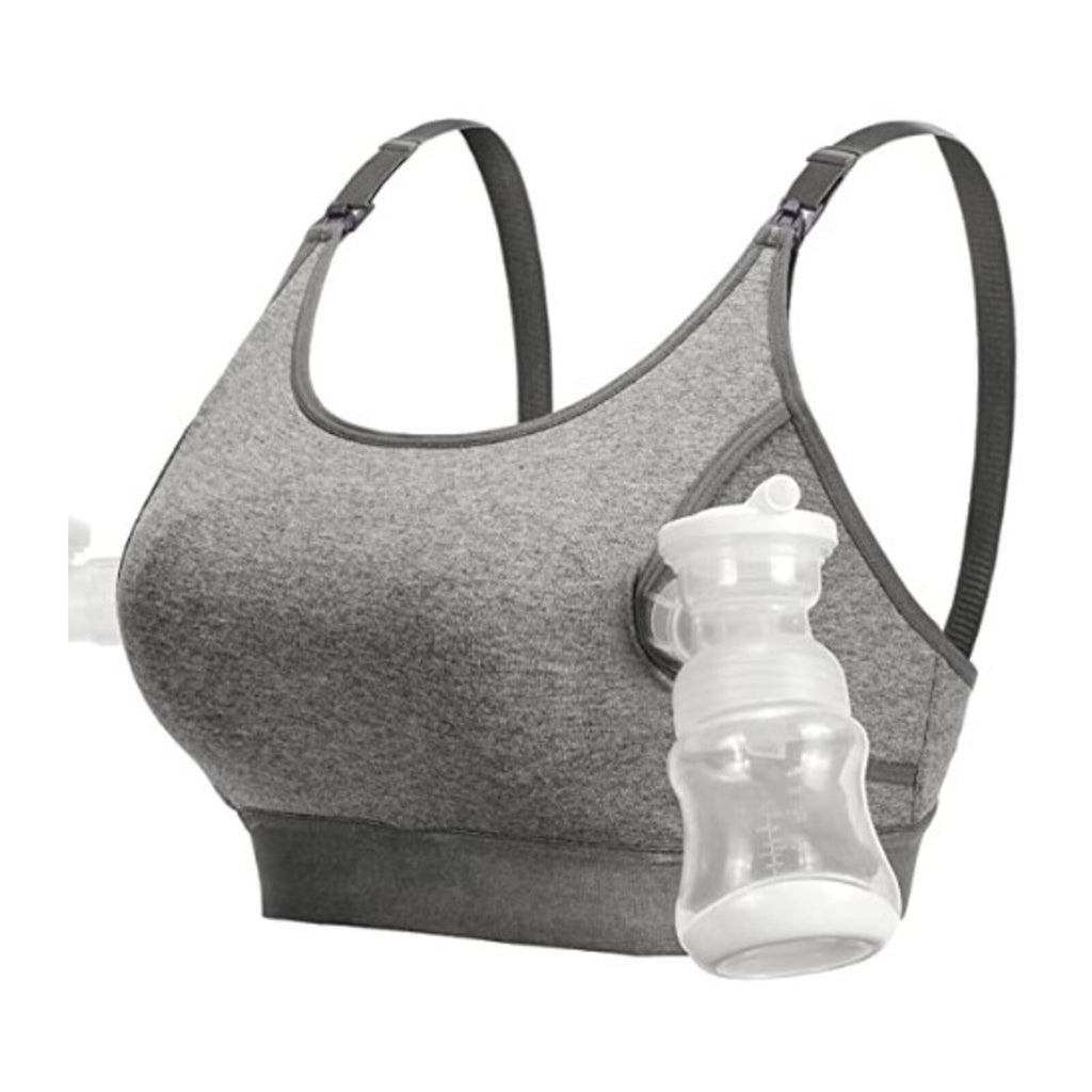 Momcozy YN08 XL Kädet vapaana -pumppausrintaliivit, harmaa