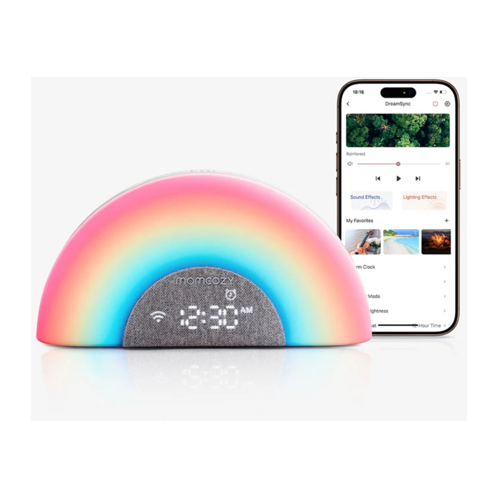 Momcozy Rainbow Hvid Støj Baby Lydmaskine Grå
