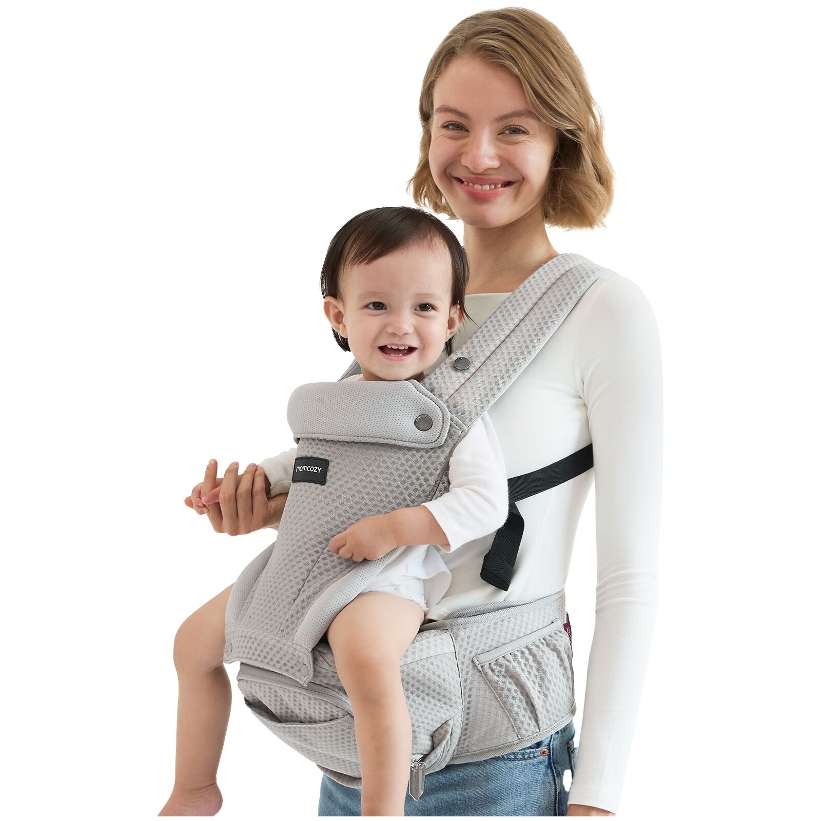 Momcozy Baby Carrier Air Mesh Hip Seat Carrier Grey