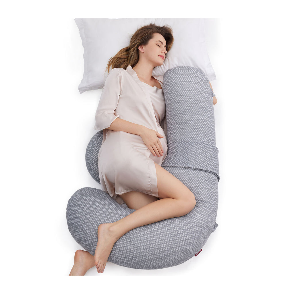 Momcozy F-formet graviditetspute i velur, grå