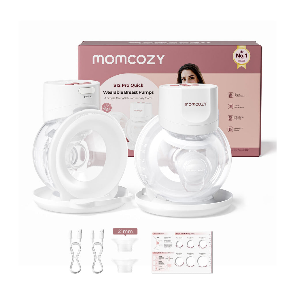 Momcozy S12 Pro+ Dobbeltpakke Bærbar Brystpumpe Hvid