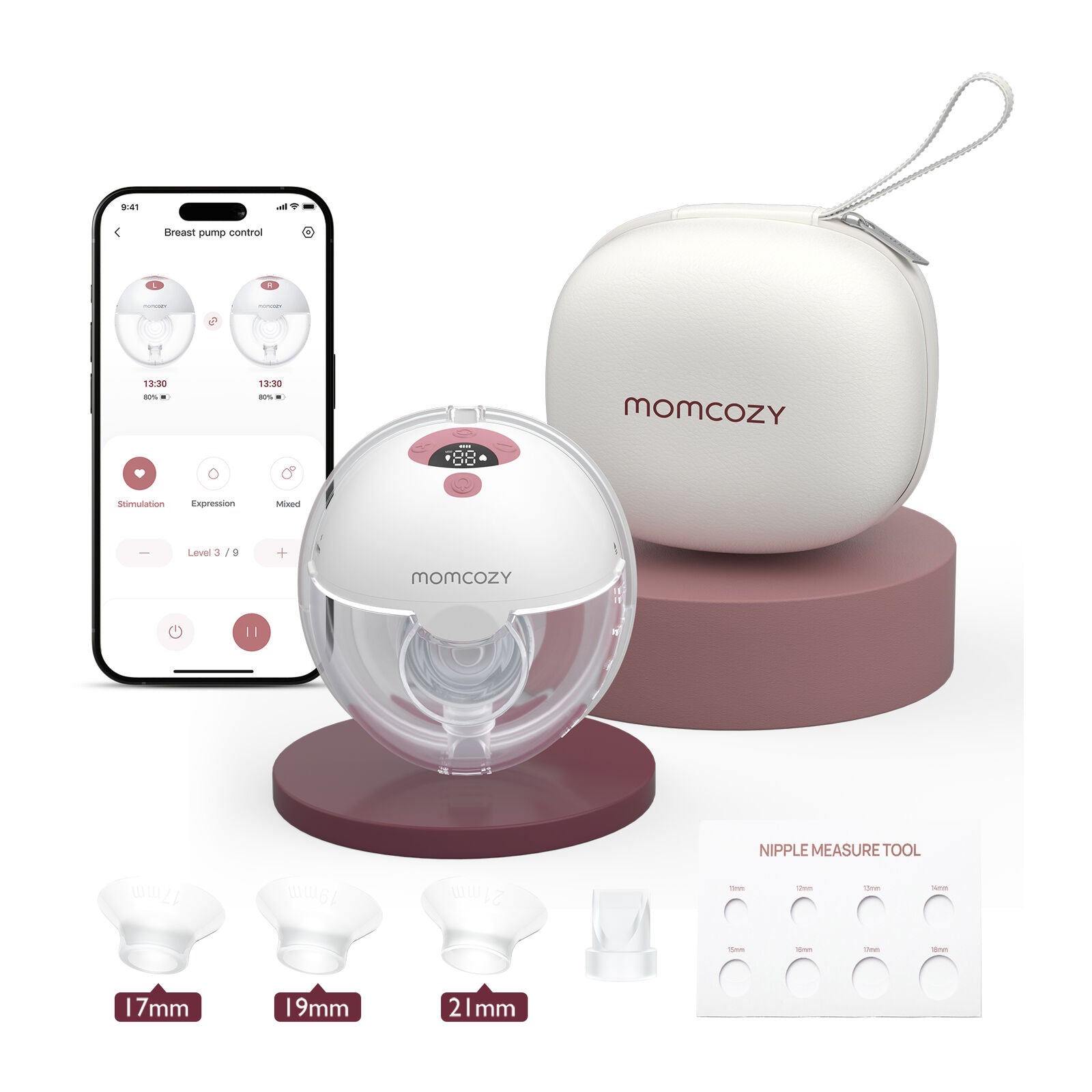 Momcozy M5 Smart Double Pack Wearable Breast Pump Red