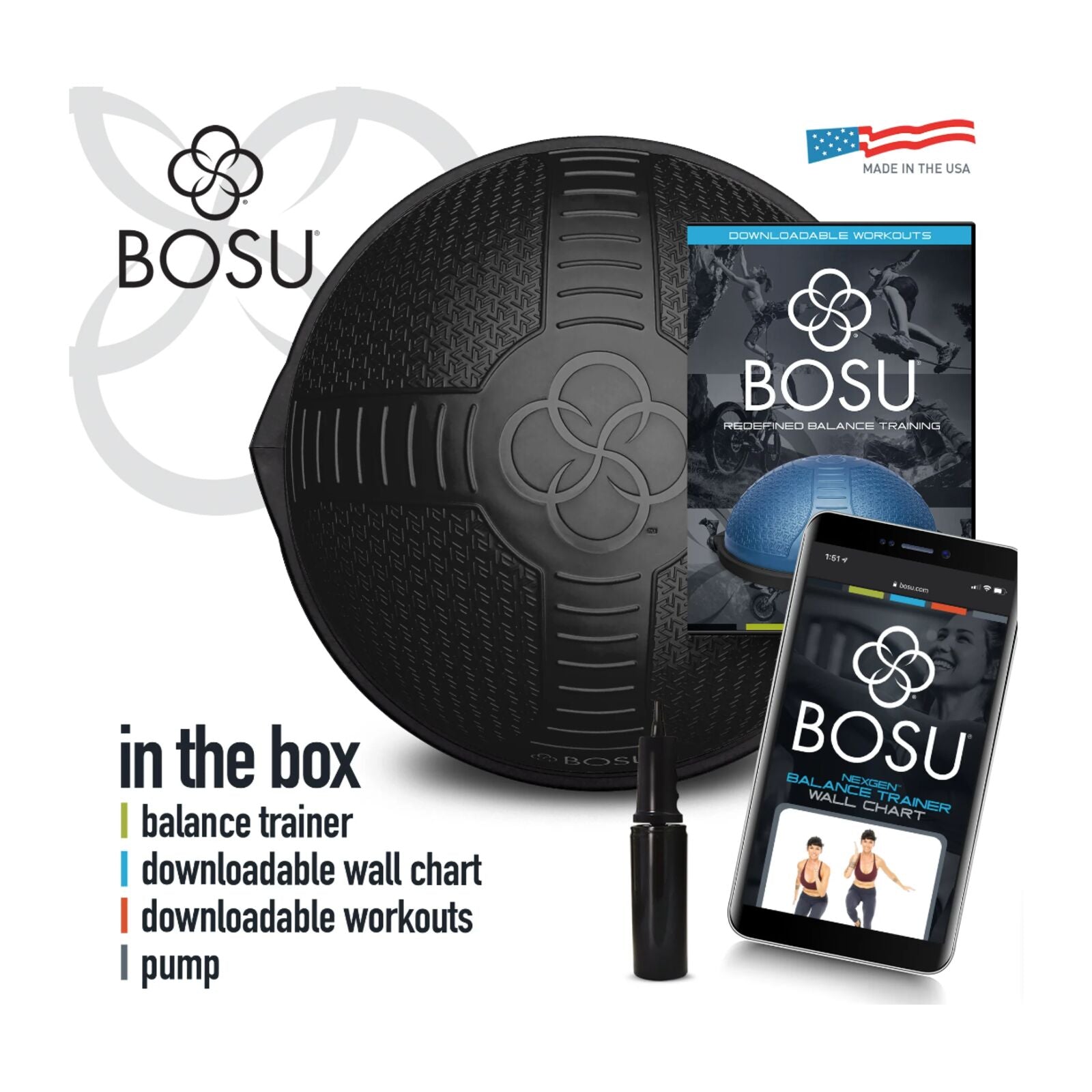 BOSU Pro nexgen black on black 65 cm Balance trainer Black