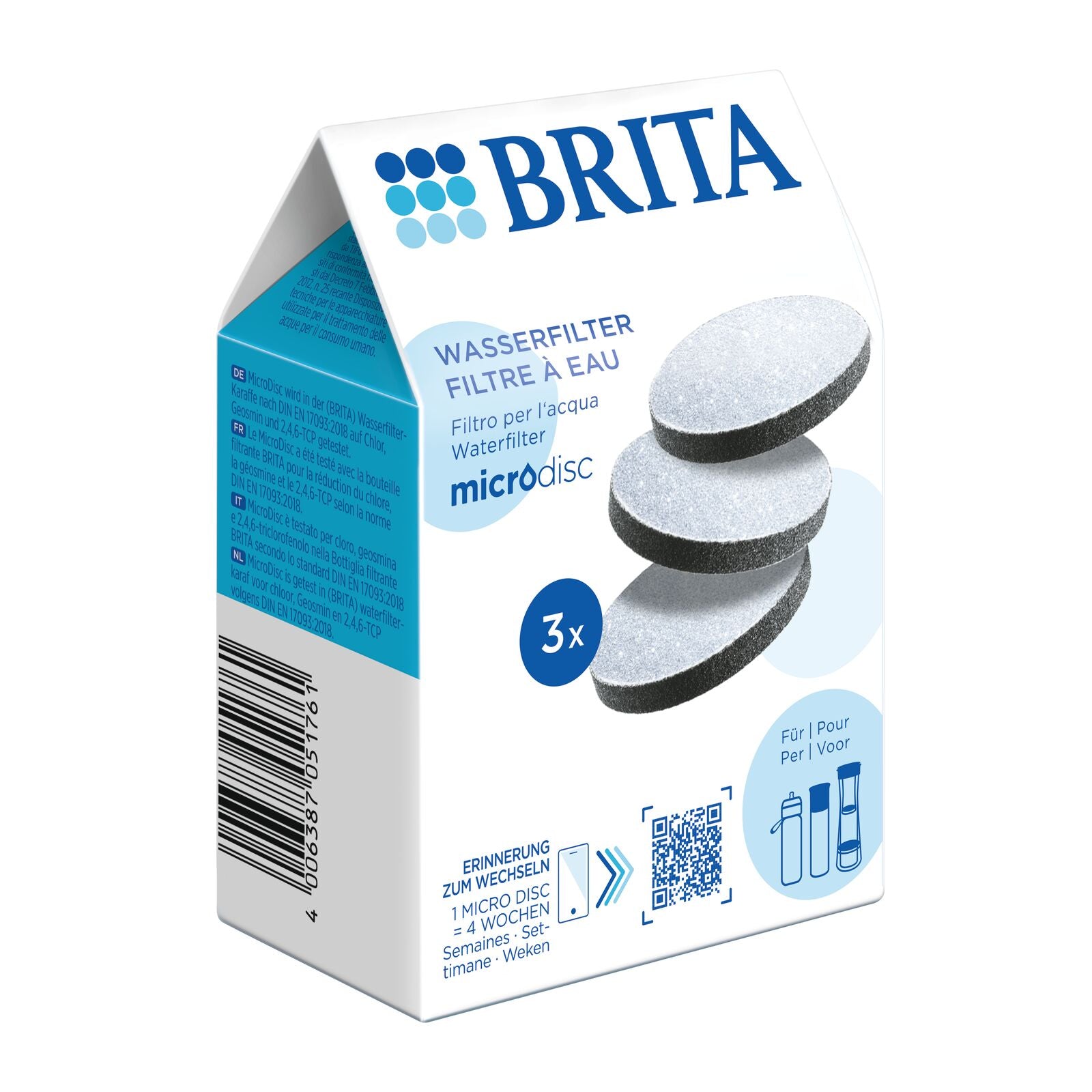 Brita Micro Disc 3 kpl vedenpuhdistin, valkoinen