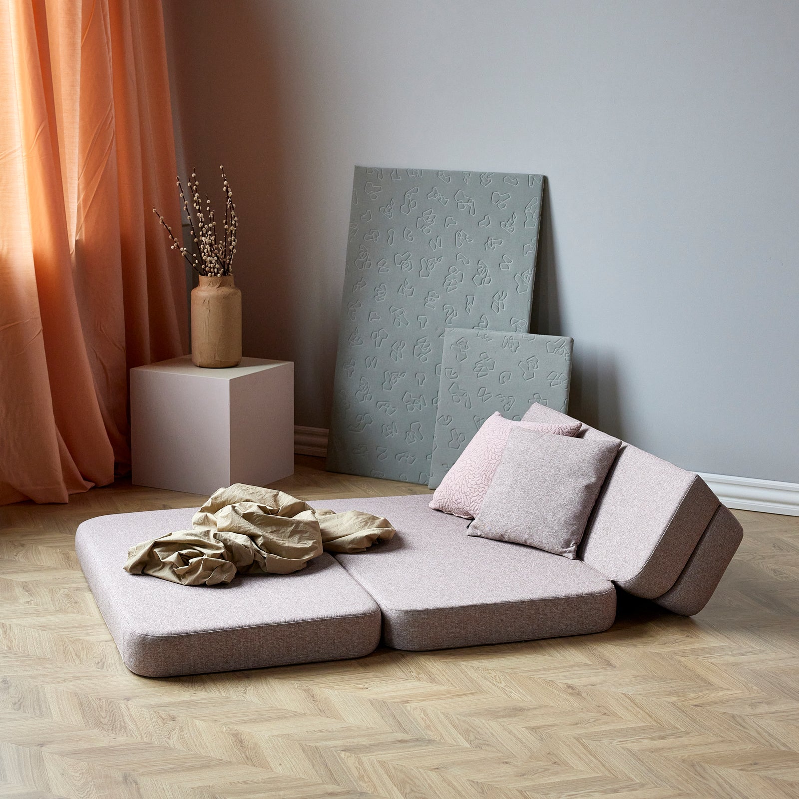 By KlipKlap KK 3 Fold Sofa 120 cm Soft Rose w. Rose