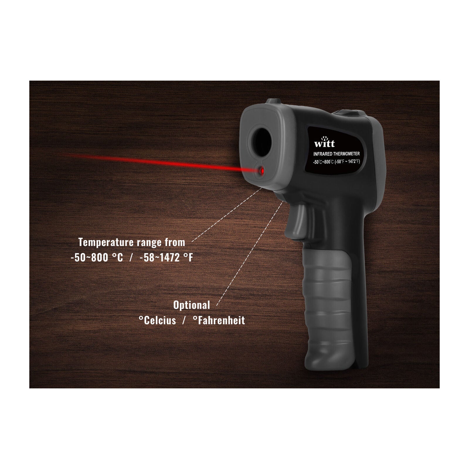 Witt Pizza Infrapunalämpömittari Musta
