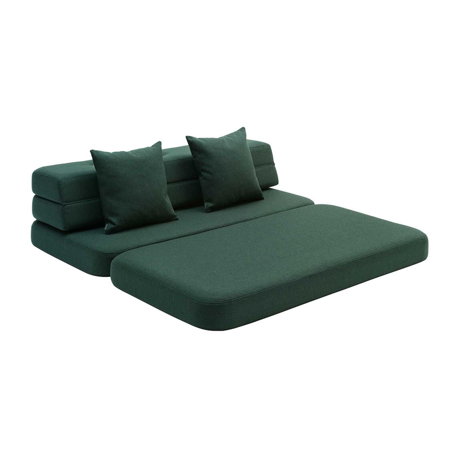 By KlipKlap KK 3 Fold Sofa XL Soft 140 cm Deep Green w. Light Green
