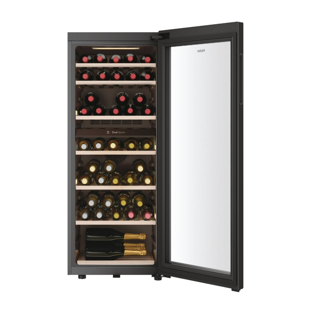 Haier HWS77GDAU1 Fritstående vinkøleskab Sort