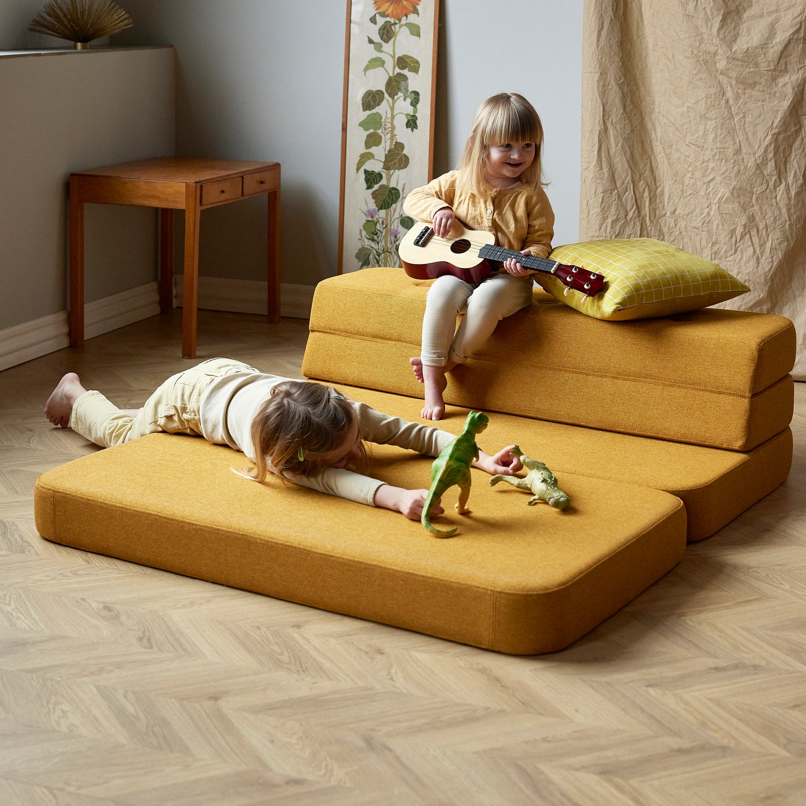 By KlipKlap KK 3 Fold Sofa 120 cm Mustard w. Mustard