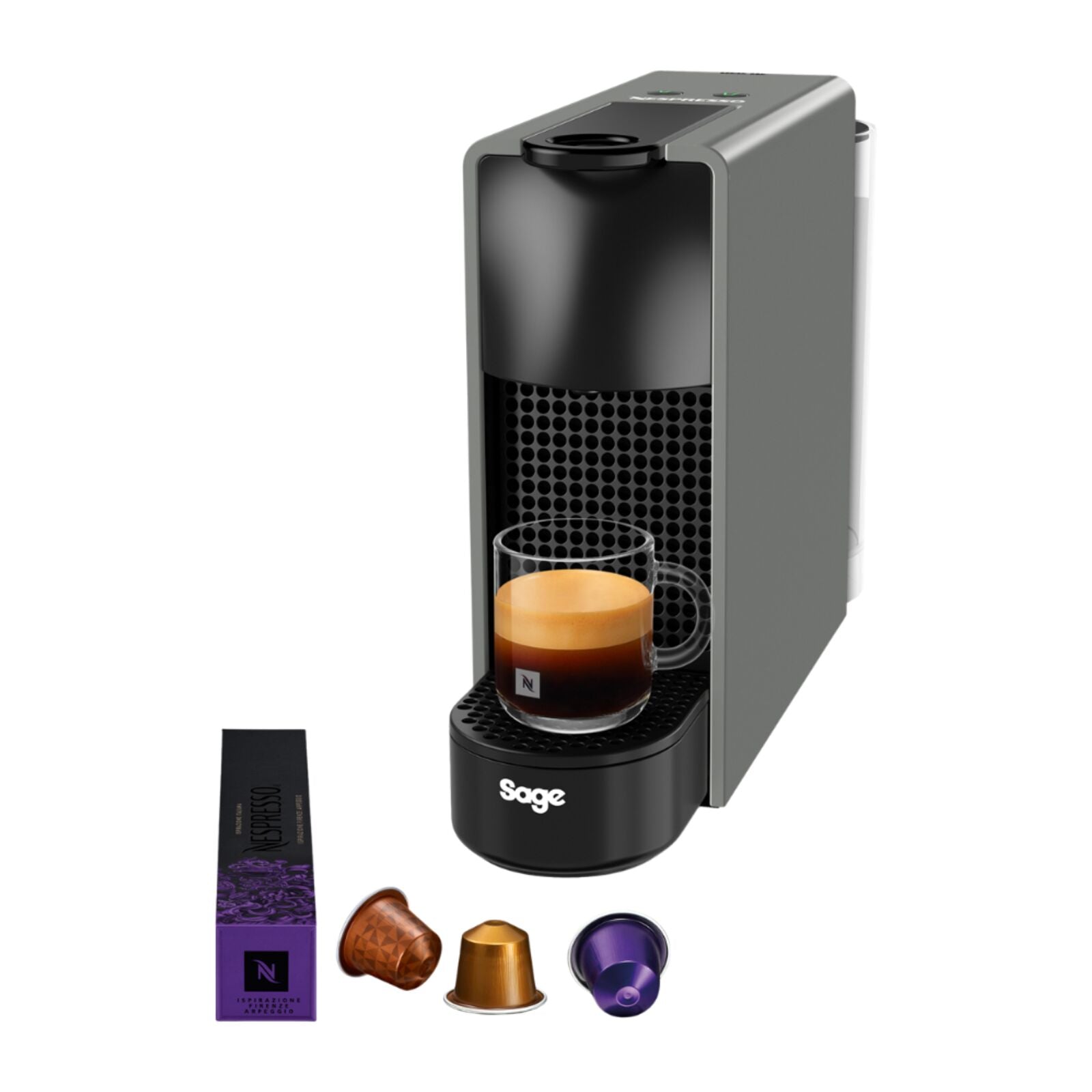 Sage SEC220GRY Nespresso Essenza Mini kapselmaskin grå