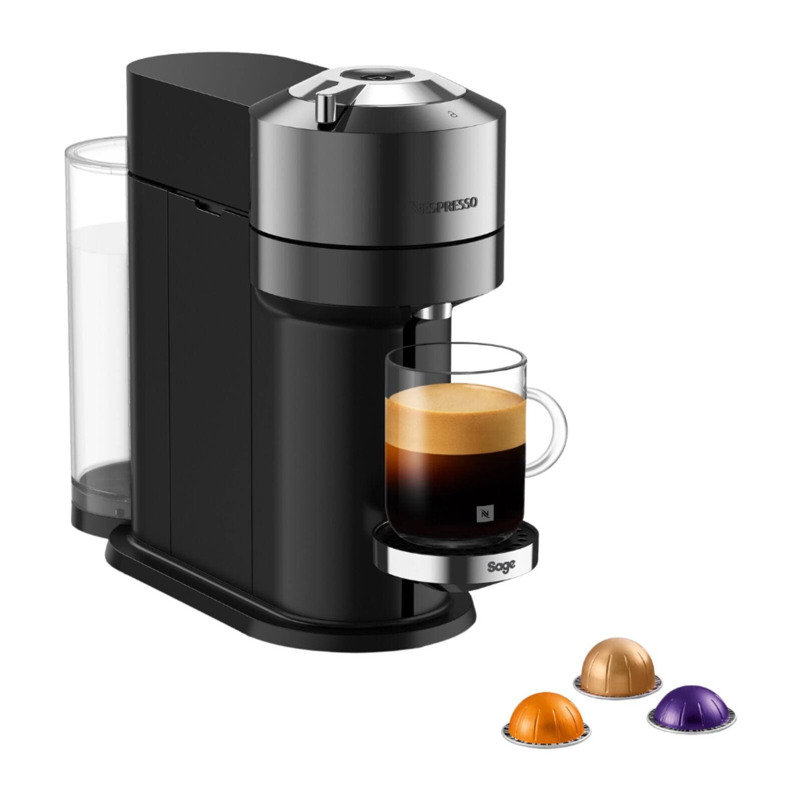 Sage SNV540DCR Nespresso Vertuo Next Deluxe kapselmaskin Mörk Krom