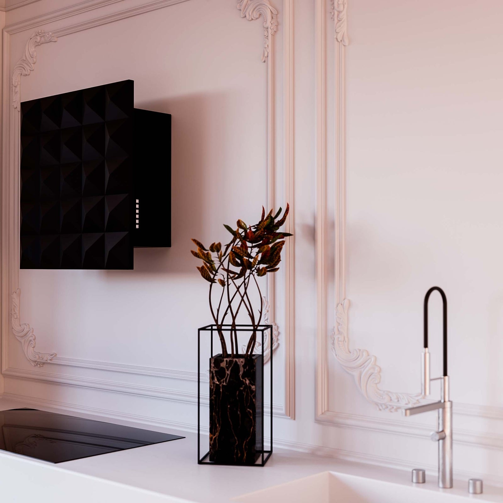 Witt Mosaik Matte Black Wall hanging hood Black