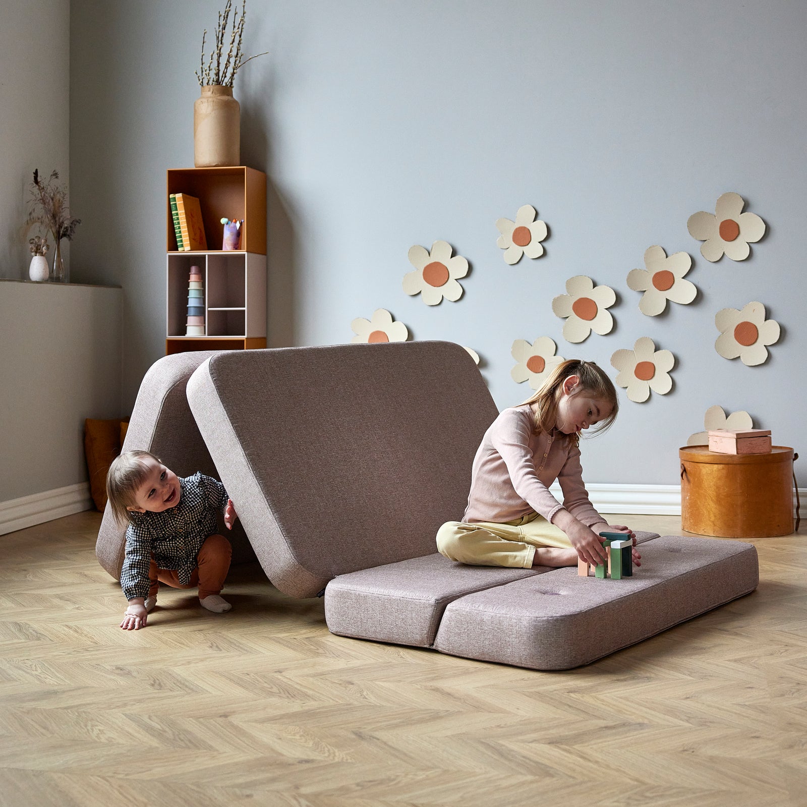 By KlipKlap KK 3 Fold Sofa 120 cm Soft Rose w. Rose