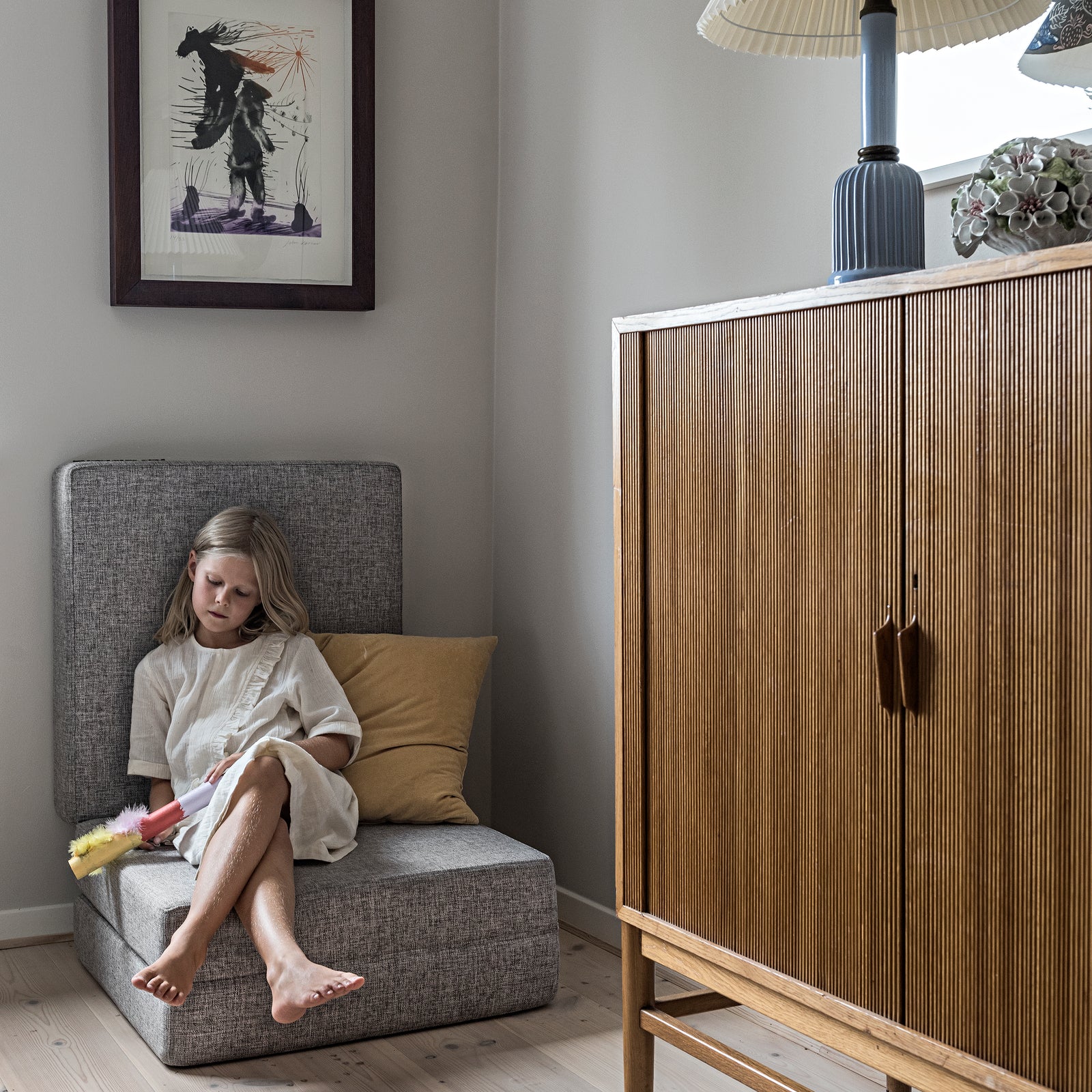 By KlipKlap KK 3 Fold Soffa Singel Soft Multi Grå med Grå