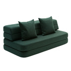 By KlipKlap KK 3 Fold Sofa XL Soft 140 cm Deep Green w. Light Green